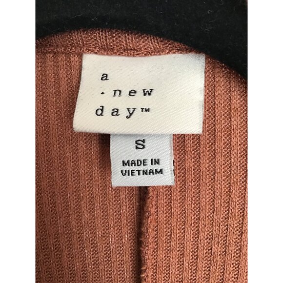 A NEW DAY- WOMENS BROWN OPEN FRONT SIDE POCKETS LONG CARDIGAN SIZE SMALL - Picture 3 of 6